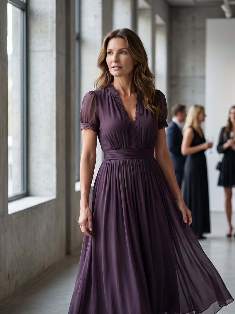 Elia | Robe Maxi à Taille Froncée avec Ouverture en Clé