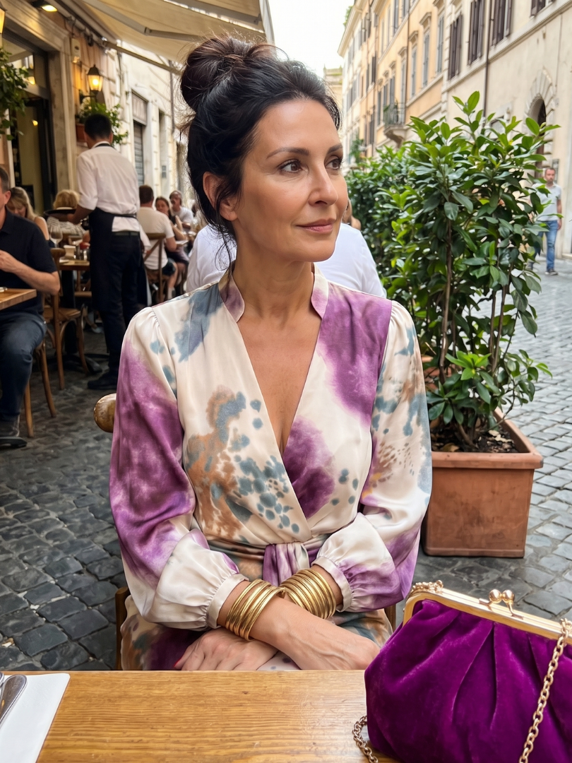 Valentina | Robe Midi Imprimée à Enveloppe Croisée avec Ceinture