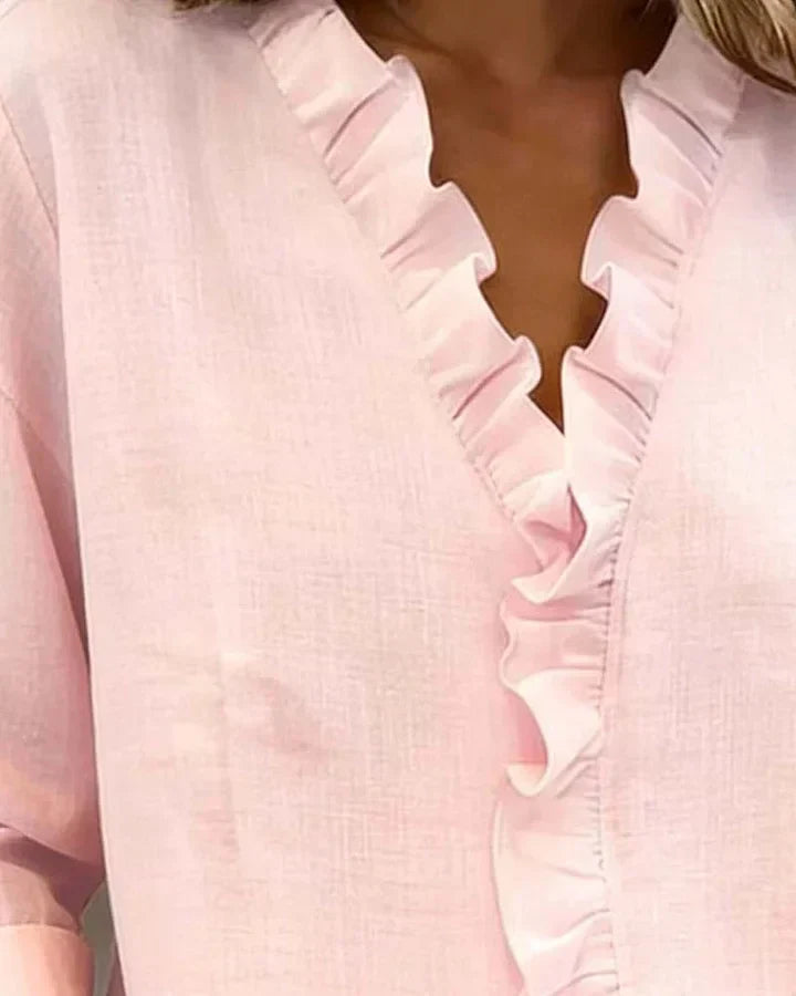 Glynara™ | Ruffled V-Neck Blouse