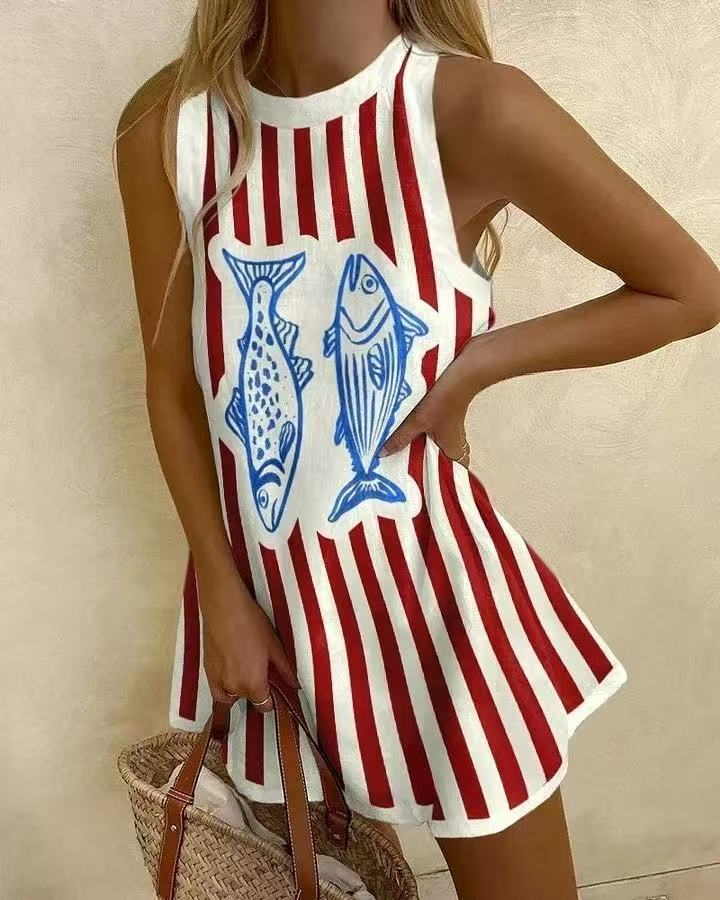 Jasmine™ | Fish Print Flow Dress