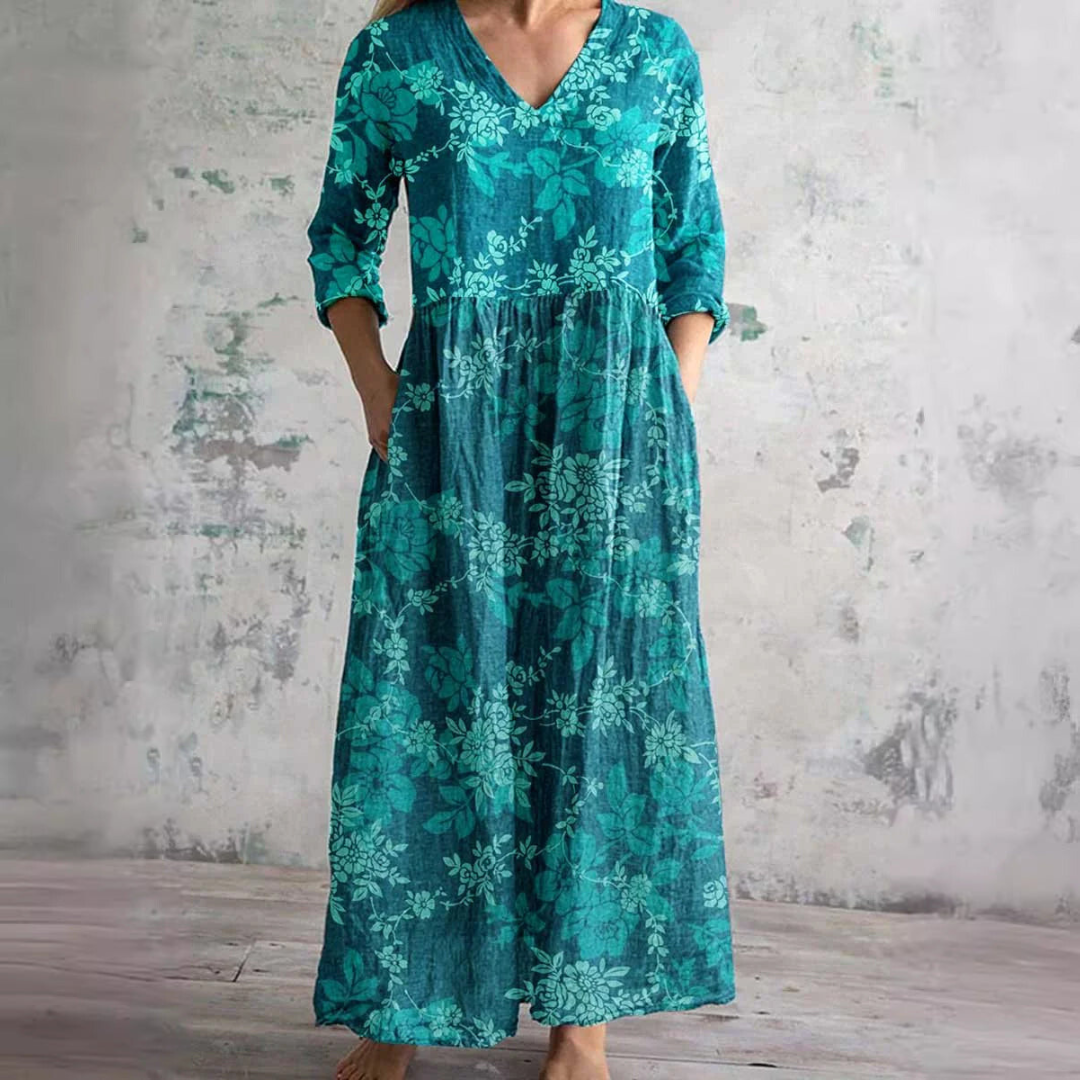 Barbara | Flowy Dress with V-Neck and Floral Pattern