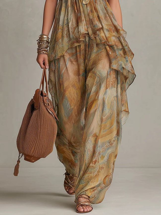 Ensemble Débardeur en Chiffon Sienna avec Volants et Pantalon Large