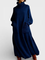 Kanimira™ | Elegancka dzianinowa sukienka z wysokim kołnierzem