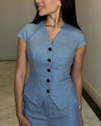 Elle | V-Neck Blouse & Pants Set