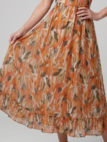 Quill | Robe midi à bretelles spaghetti avec imprimé abstrait