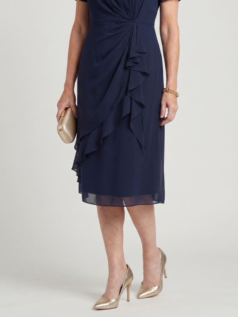 Eira | Robe Midi à Manches Courtes avec Ourlet Superposé