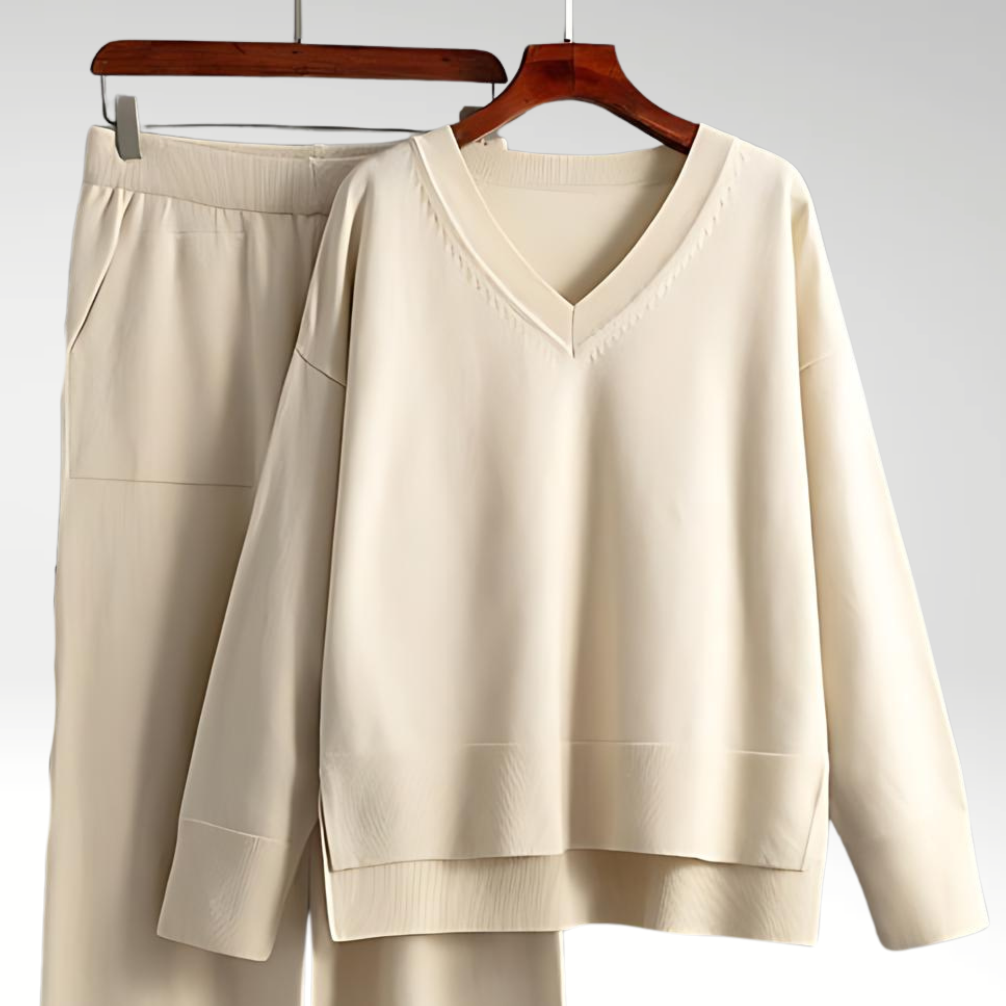 Dagmara | Zestaw Dwa Części Luxe z Dekoltem w Serek