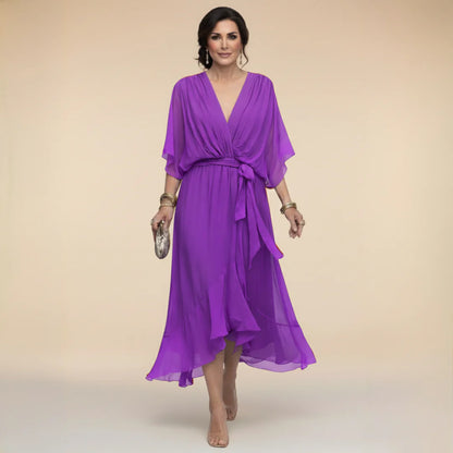 Brianna™ | Elegant V-neck Chiffon Dress