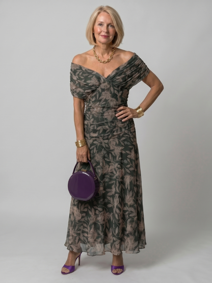 Calen | Robe Midi Décontractée à Épaules Dégagées