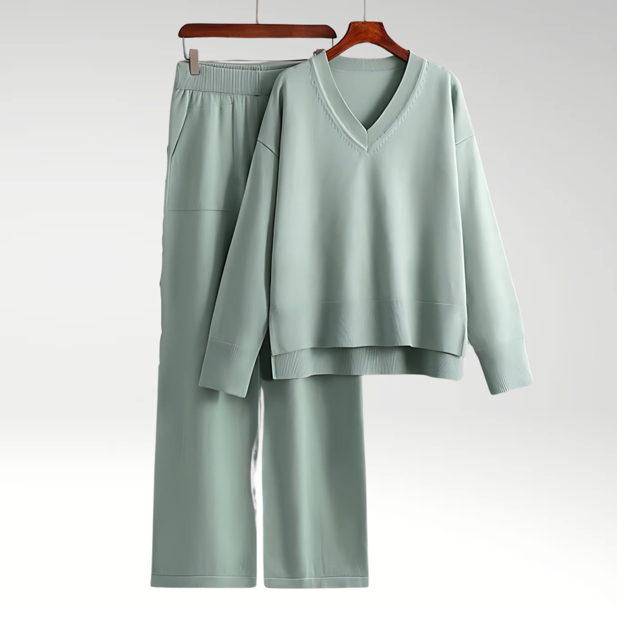 Dagmara | Zestaw Dwa Części Luxe z Dekoltem w Serek