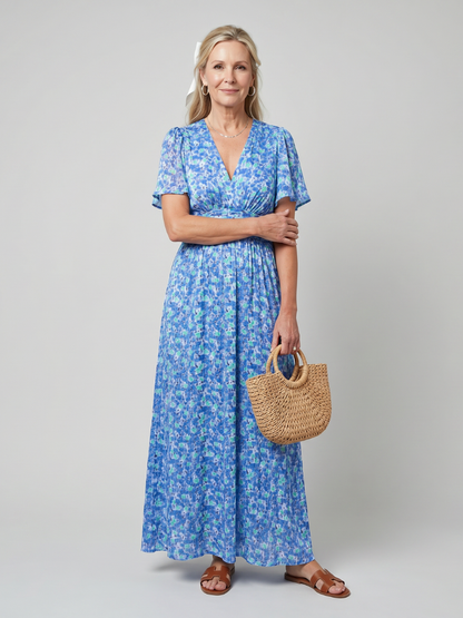 Juna | Robe midi à imprimé floral Ditsy à manches courtes