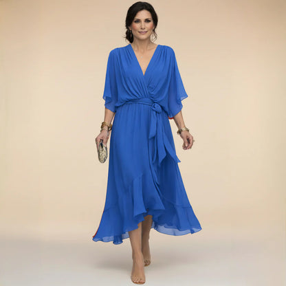 Brianna™ | Elegant V-neck Chiffon Dress