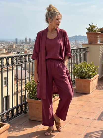 Yael | Ensemble de Haut et Pantalon Décontracté en Trois Pièces