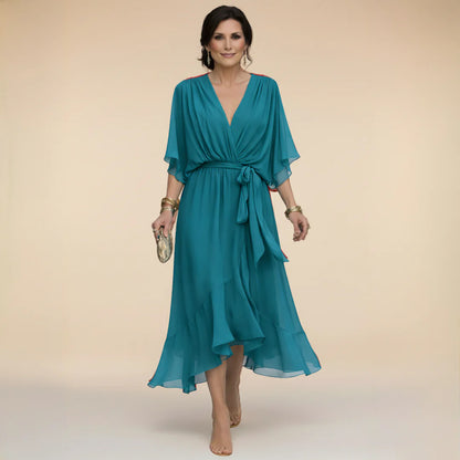 Brianna™ | Elegant V-neck Chiffon Dress