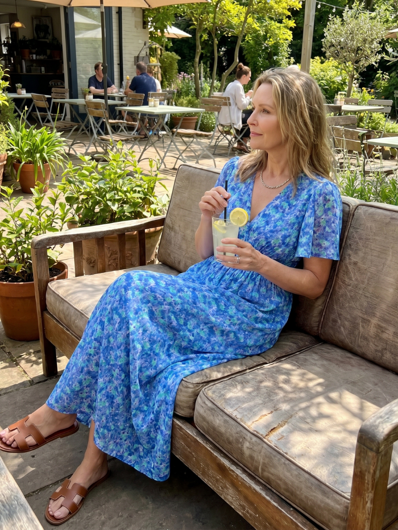 Juna | Robe midi à imprimé floral Ditsy à manches courtes