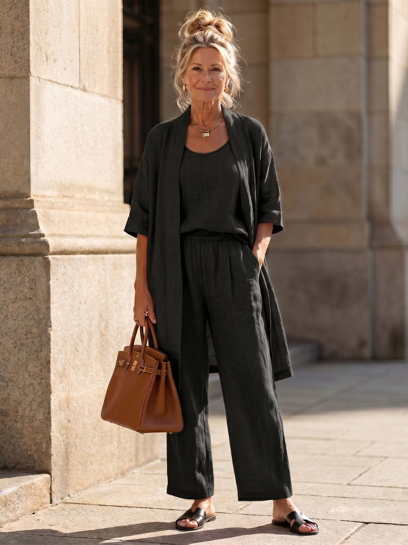 Yael | Ensemble de Haut et Pantalon Décontracté en Trois Pièces