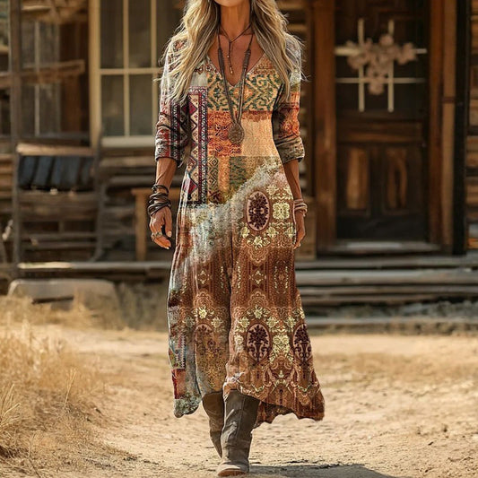 Evelyn | Robe décontractée à manches longues inspirée vintage