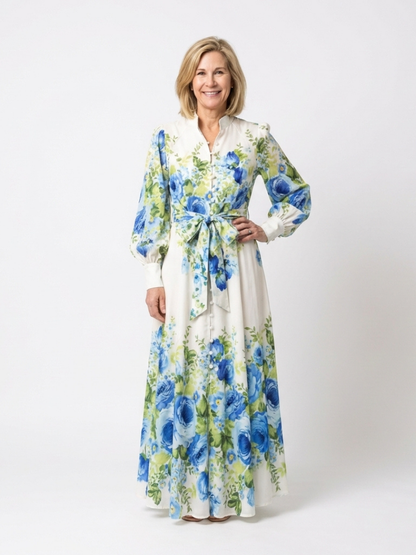 Harper | Robe Maxi à Manches Longues avec Boutons Florale