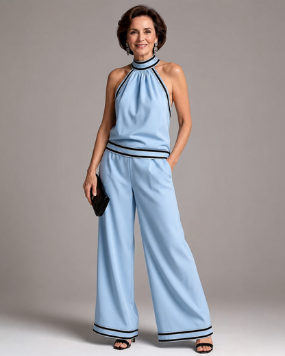 Zephyrine | Combinaison à encolure halter avec détails contrastés