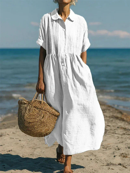 Maëlle™ | Robe chemise boutonnée en coton