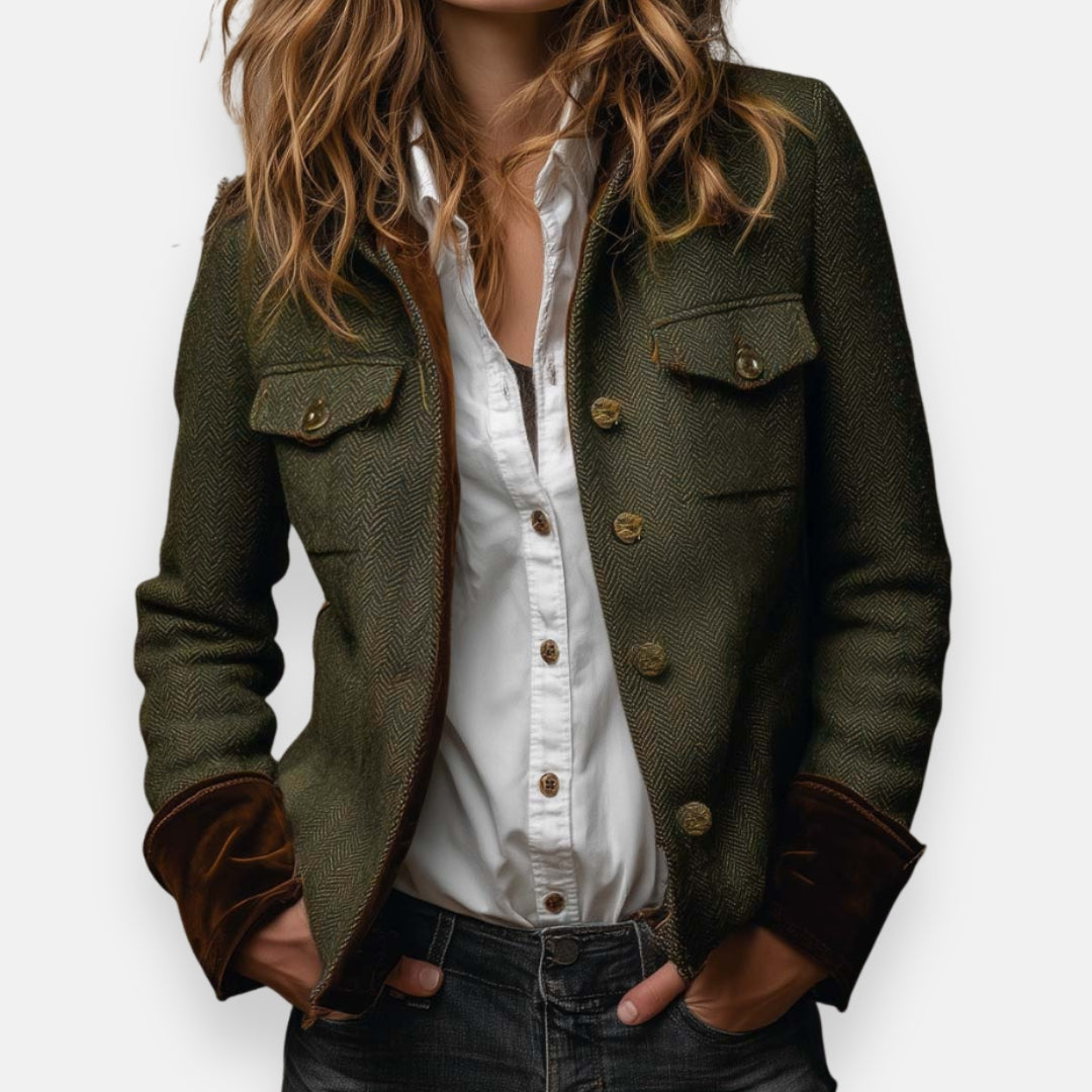 Caroline | Classic Tailored Jacket with Velvet Details