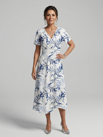 Kael | Robe Midi Imprimé Botanique Doux Col V