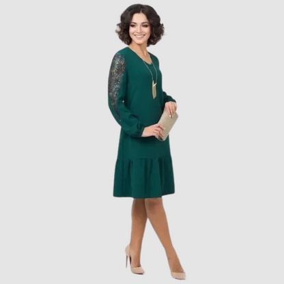 Mina™ Robe Midi Élégante à Manches en Dentelle