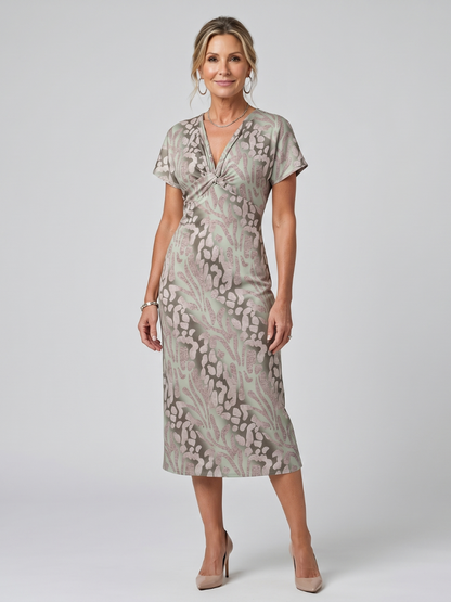 Astra | Robe midi à manches courtes avec motif abstrait