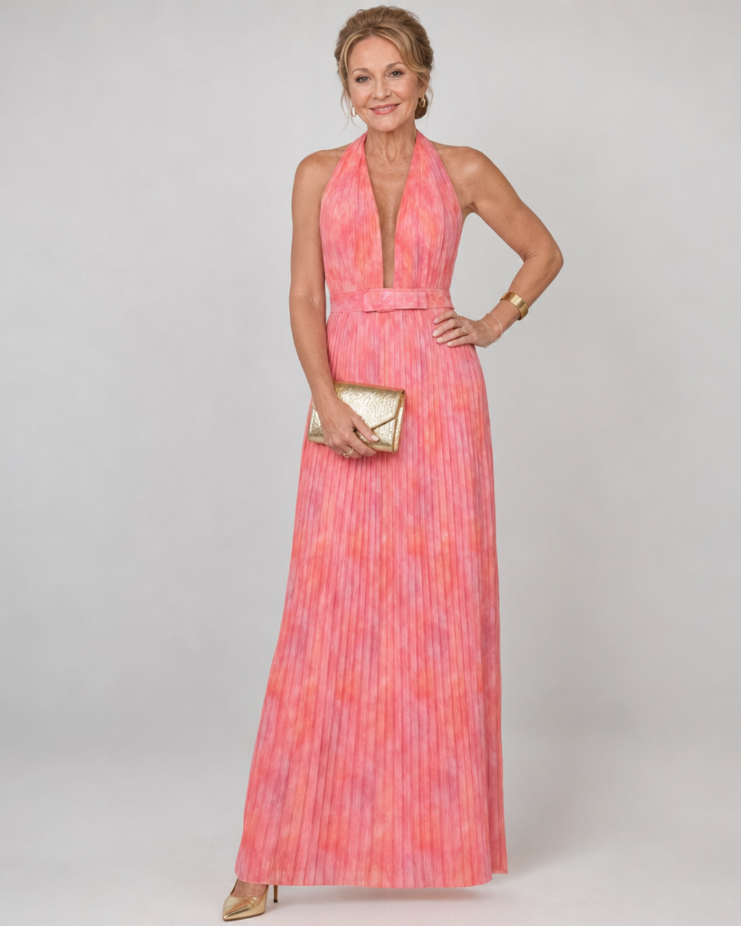 Serah | Robe Maxi Sans Manches à Col Halter Plissé