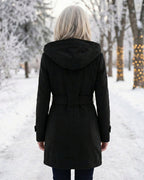 Olga | Wełniany płaszcz z kratkowanym kołnierzem