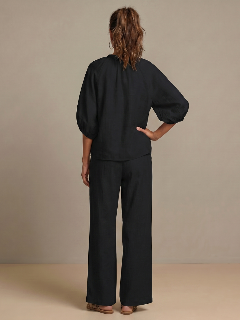 Natalia | Haut Blouson à Zip et Pantalon Large