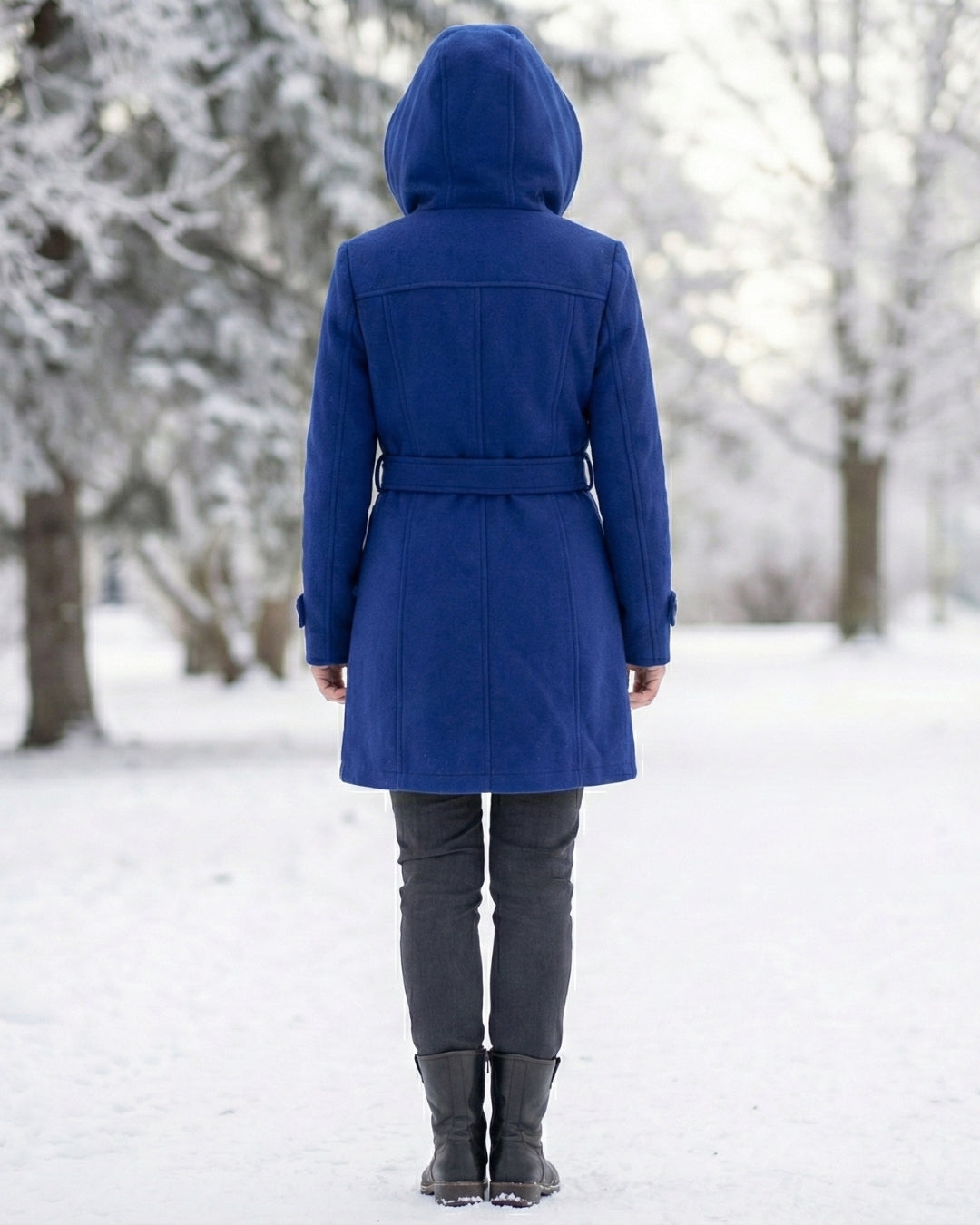 Olga | Wełniany płaszcz z kratkowanym kołnierzem