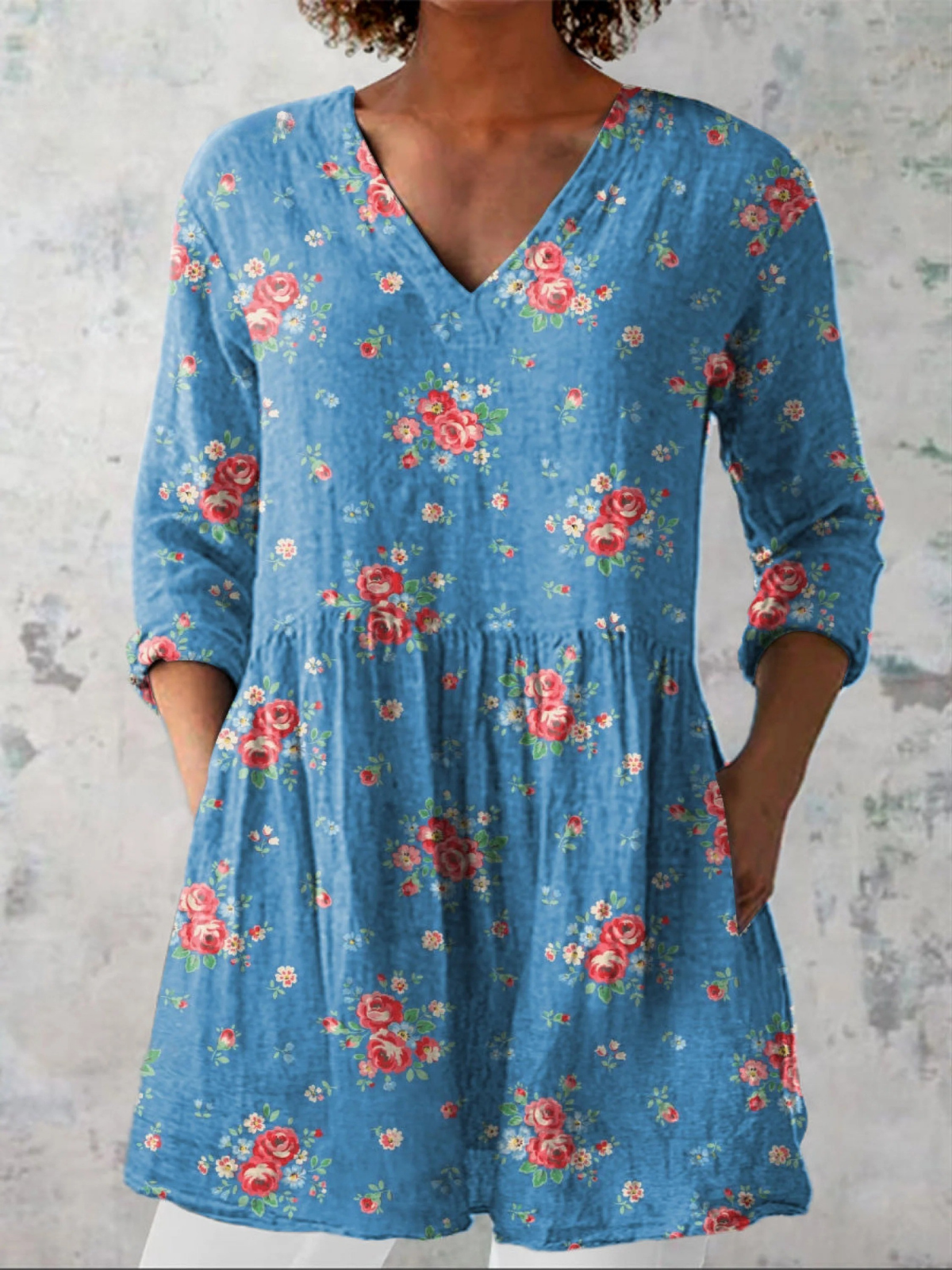 Mélanie | Longue Blouse avec Décolleté en V