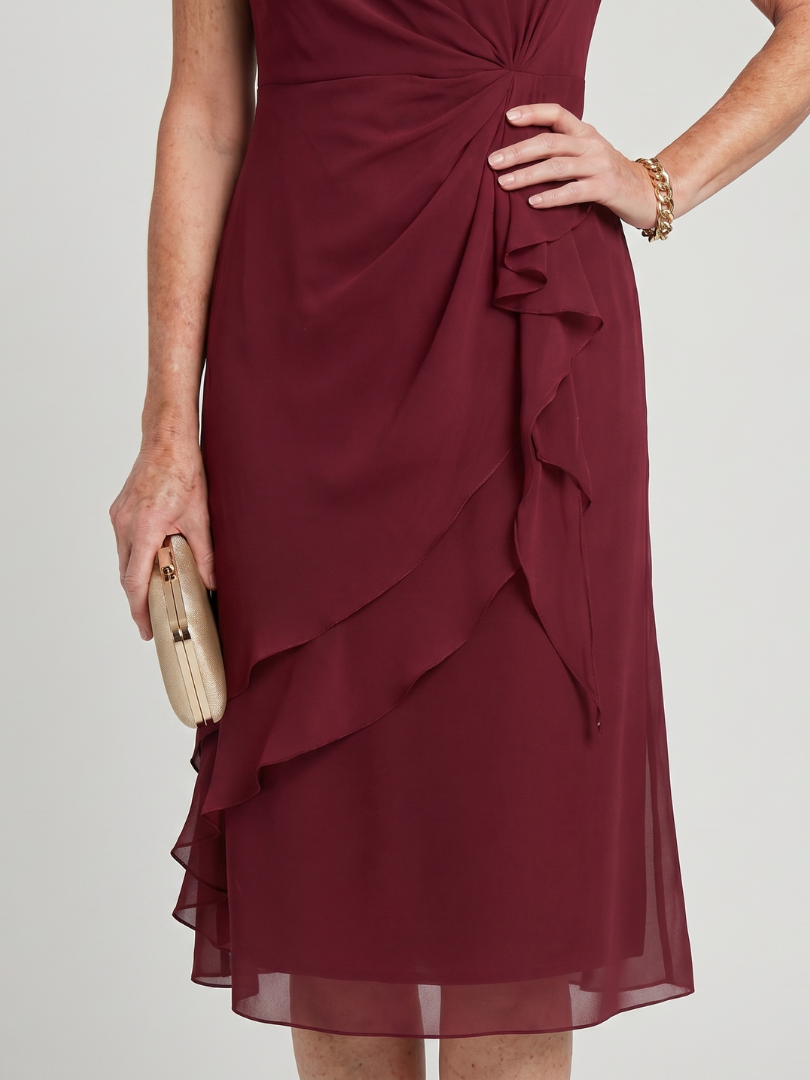 Eira | Robe Midi à Manches Courtes avec Ourlet Superposé