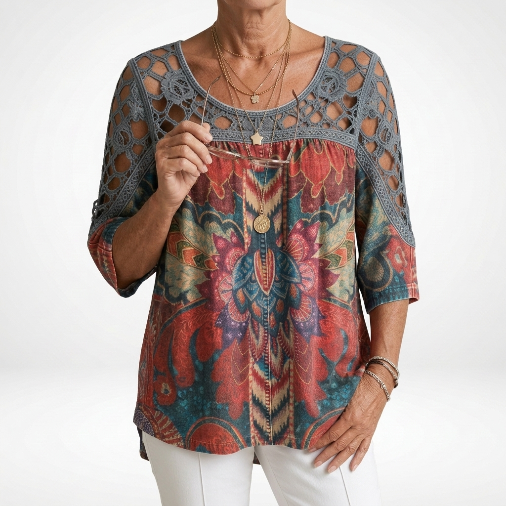 Claire | Ethnic Print Blouse Bohemian Natural Femininity