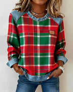 Avery | Plaid Denim Sweater