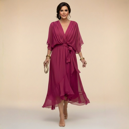 MARTA™ | ROBE EN CHIFFON AVEC ENCOLURE EN V