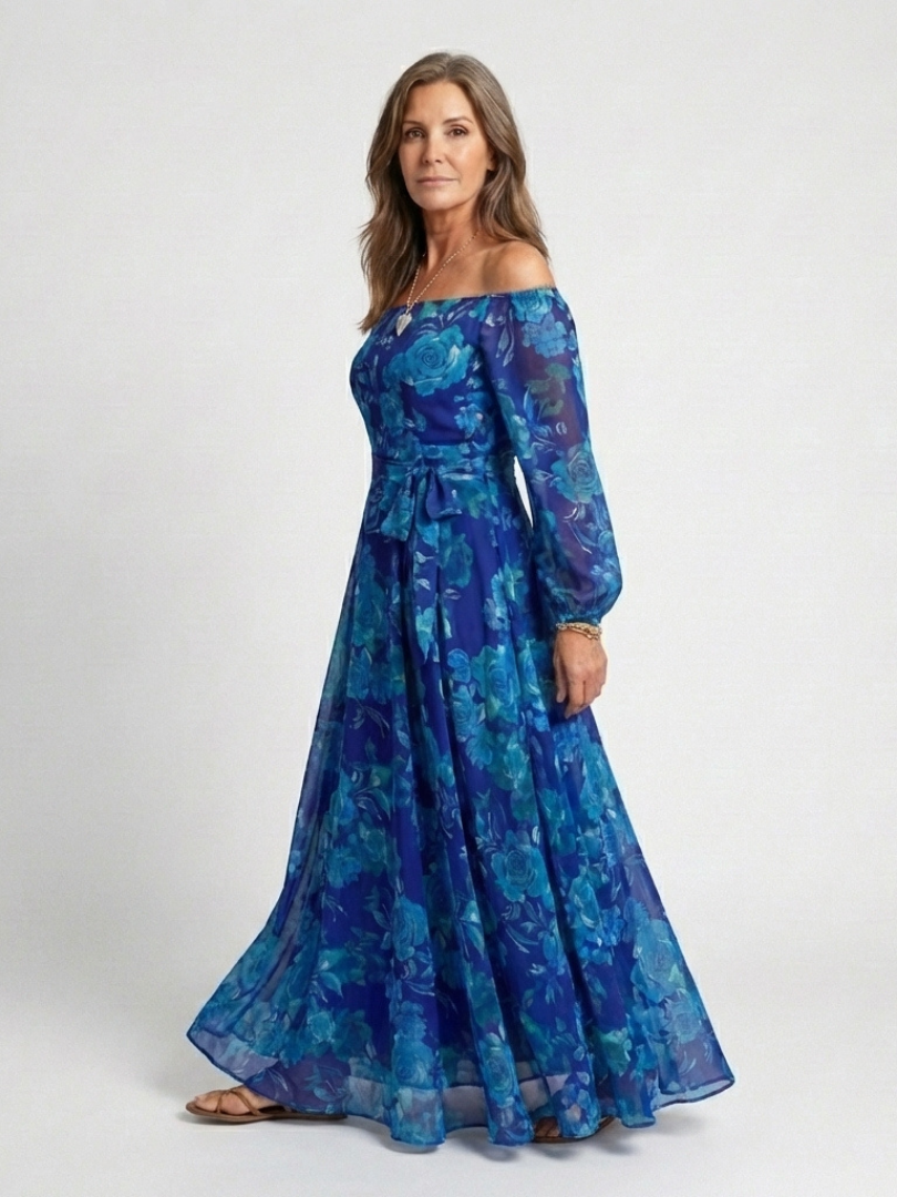 Aspen | Robe maxi florale à épaules dénudées