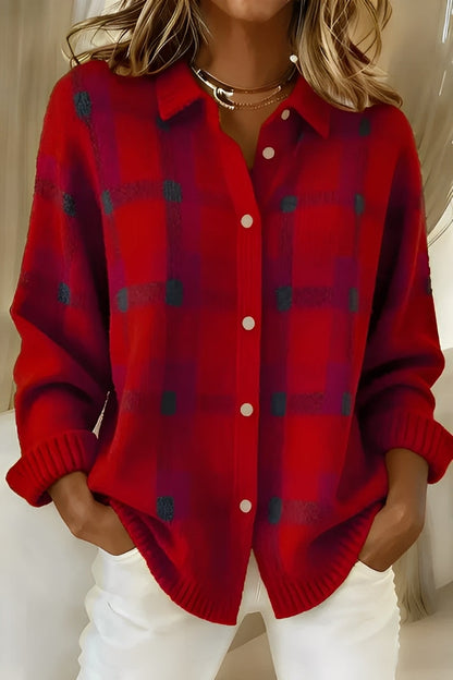 Denise | Plaid Knit Cardigan