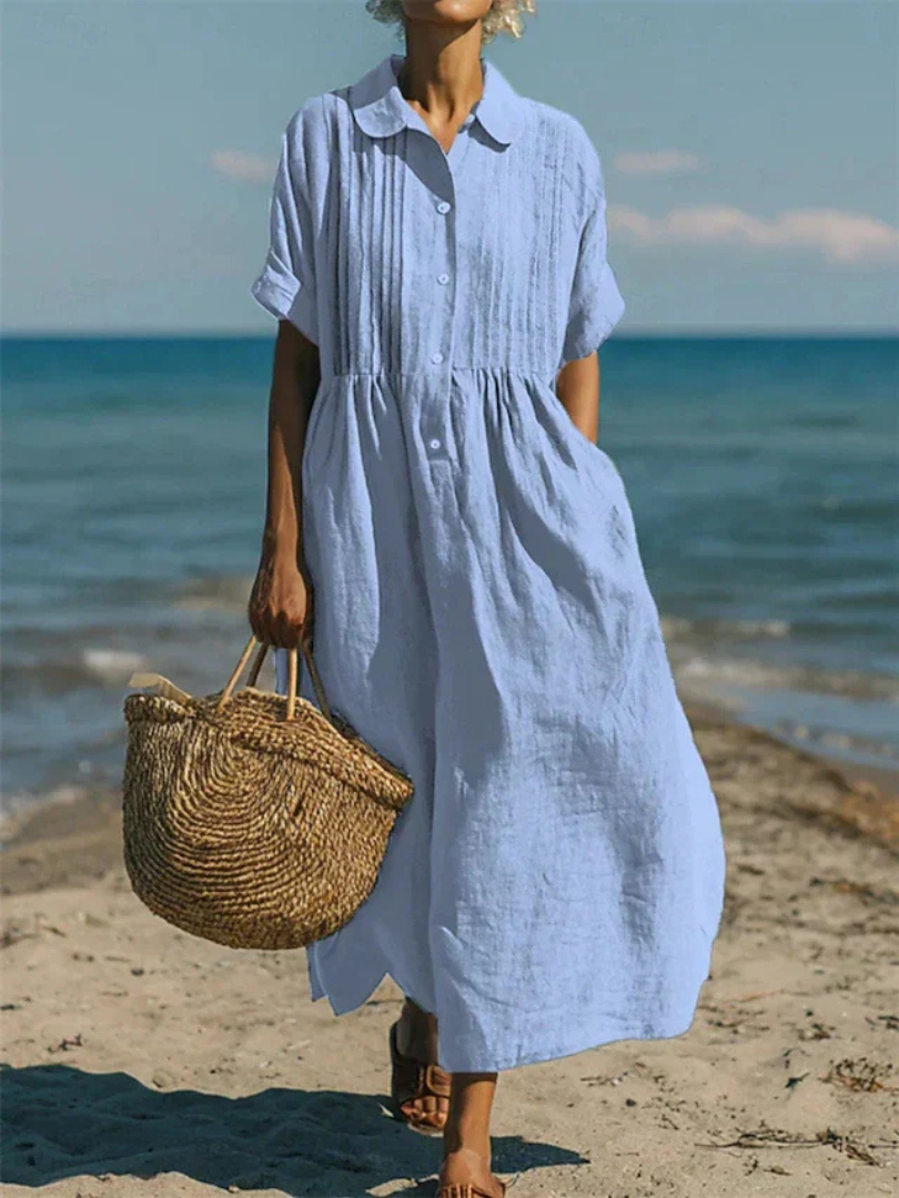 Maëlle™ | Robe chemise boutonnée en coton