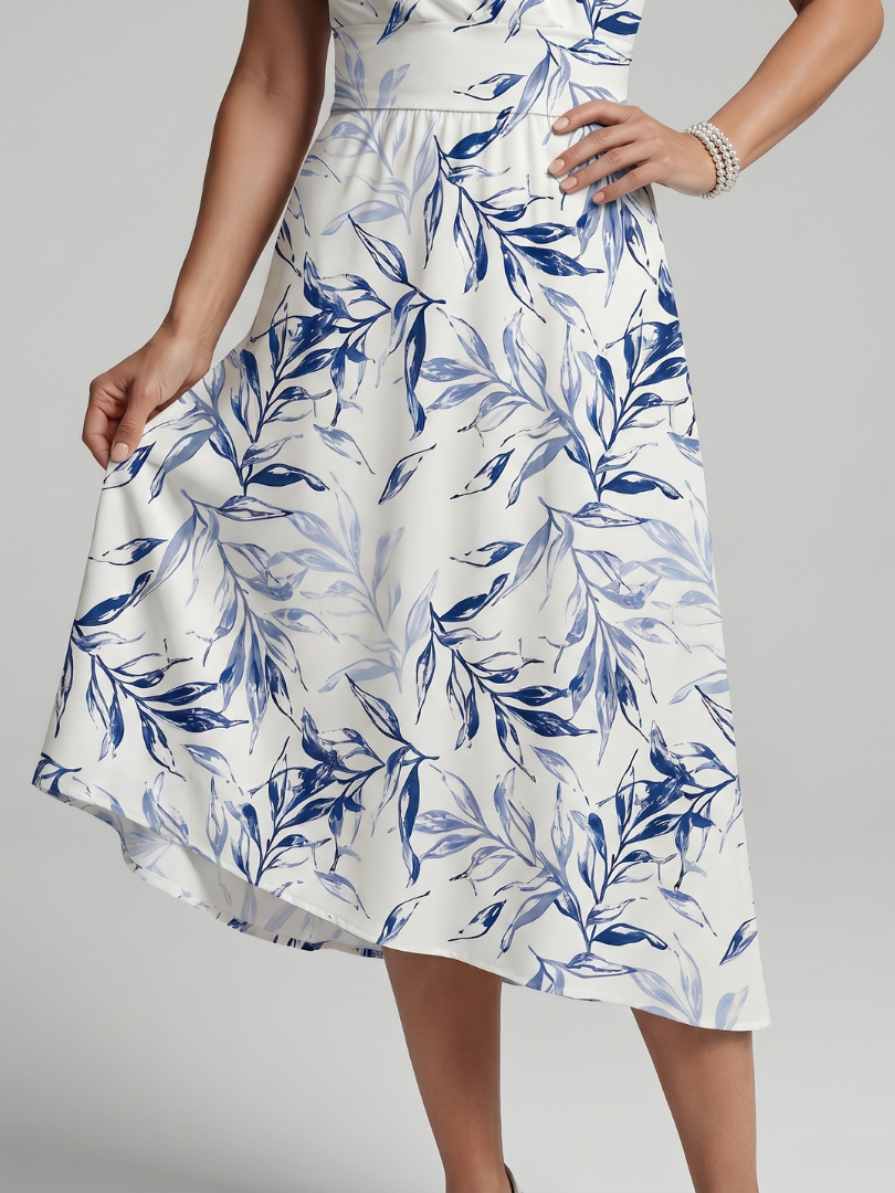 Kael | Robe Midi Imprimé Botanique Doux Col V