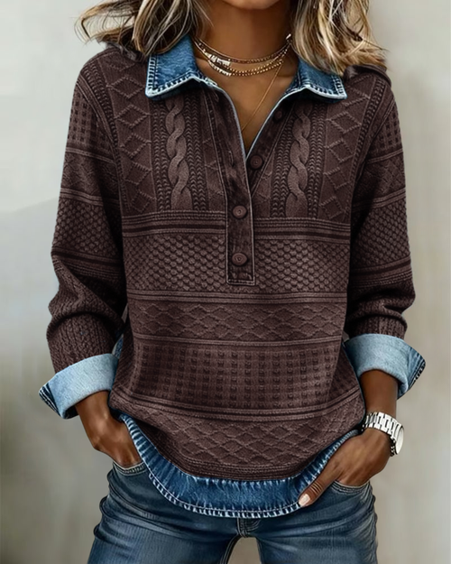 Sabina™ | Teksturowana koszula z dzianiny o splocie warkoczowym