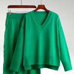 Dagmara | Zestaw Dwa Części Luxe z Dekoltem w Serek