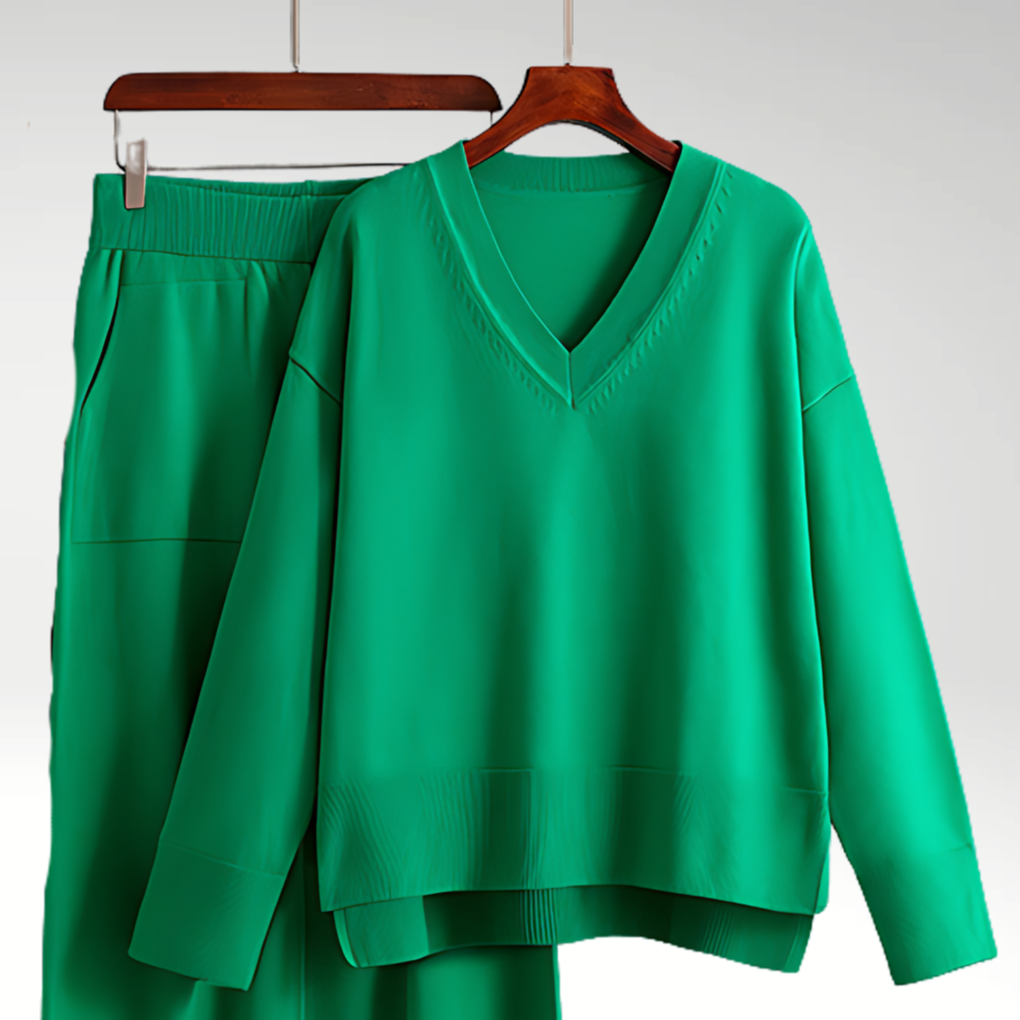 Dagmara | Zestaw Dwa Części Luxe z Dekoltem w Serek