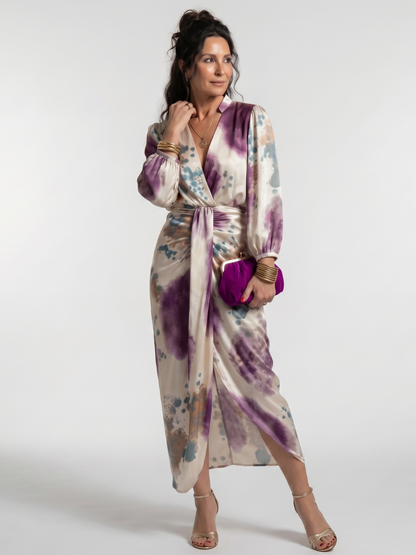 Valentina | Robe Midi Imprimée à Enveloppe Croisée avec Ceinture