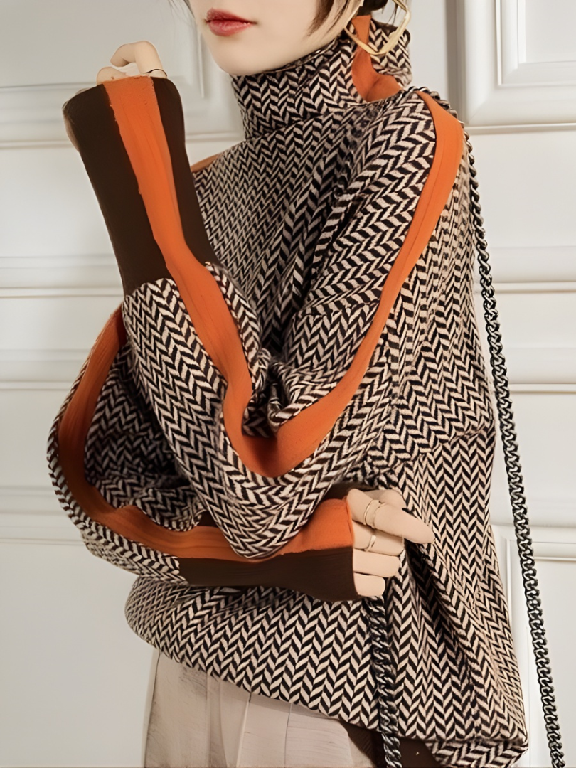 Irena™ | Elegancki pasiasty sweter z golfem