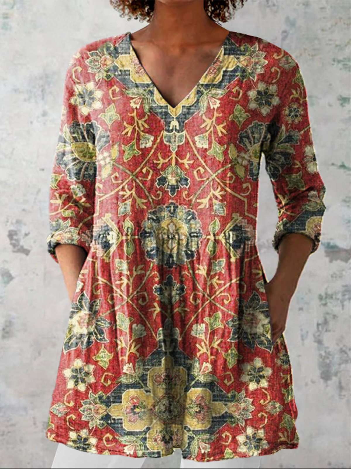 Lea | Longue Blouse avec Col en V