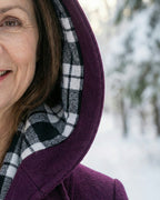 Olga | Wełniany płaszcz z kratkowanym kołnierzem