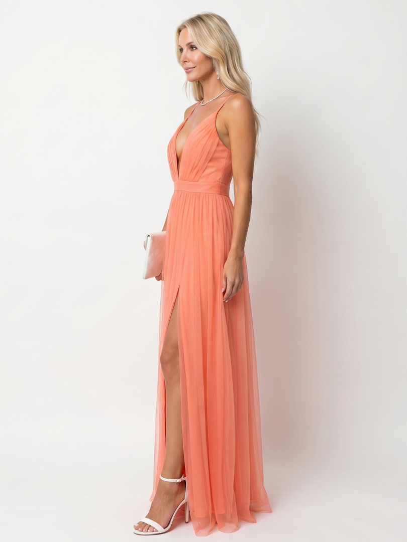 Tia | Robe Maxi Plissée à Décolleté en V Profond