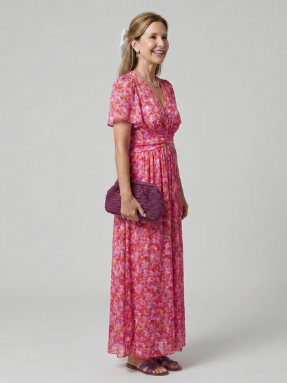 Juna | Robe midi à imprimé floral Ditsy à manches courtes